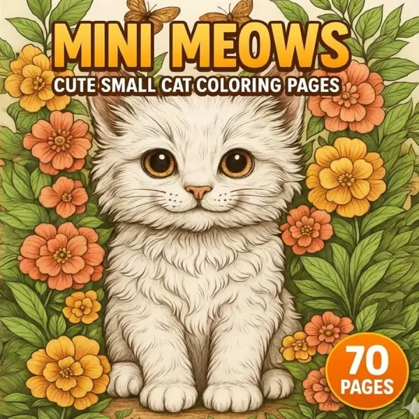 Mini Meows – 70 Cute Small Cat Coloring Pages